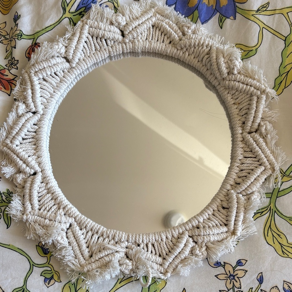 Cream Macrame Wall Mirror